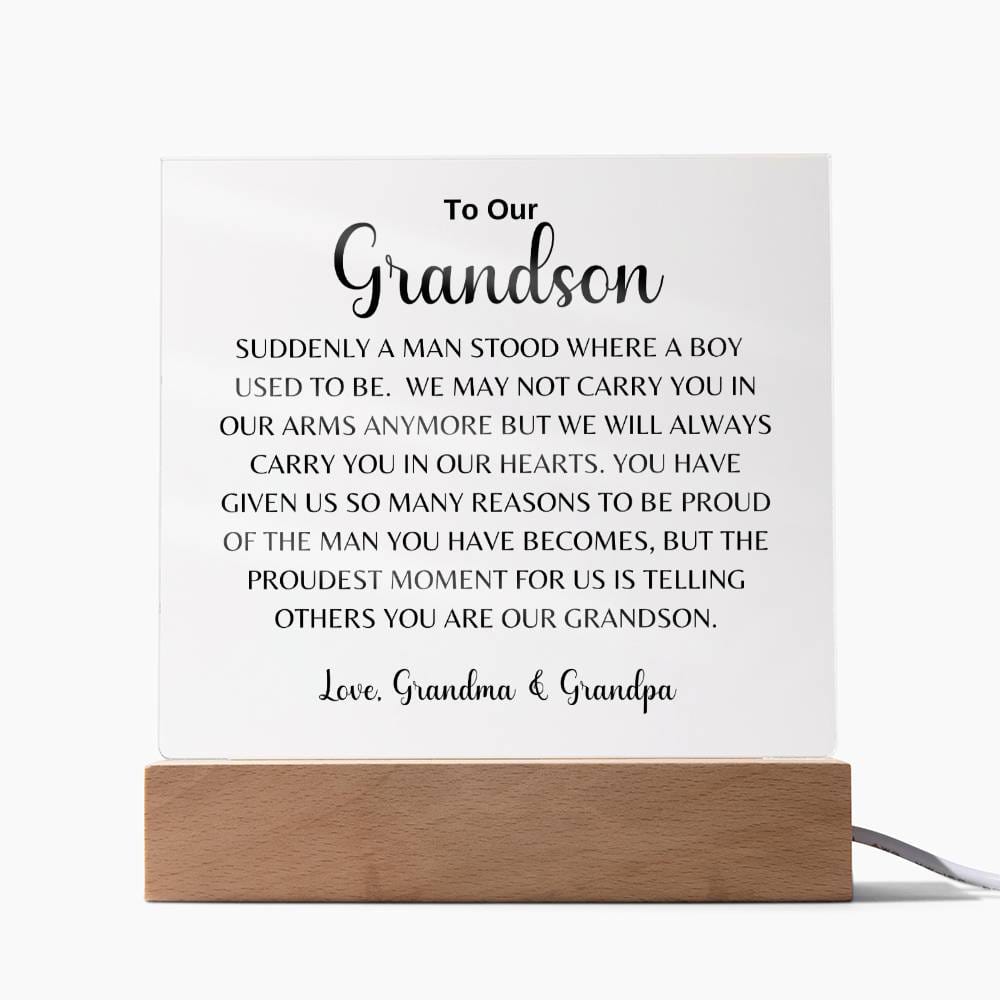 To Our Grandson | Love, Grandma & Grandpa | Acrylic Square Plaque