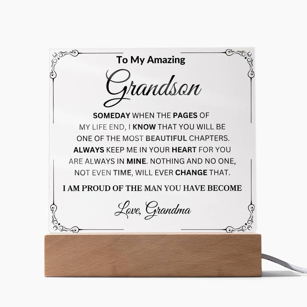 To My Amazing Grandson | Love Grandma Acrylic Square Plaque