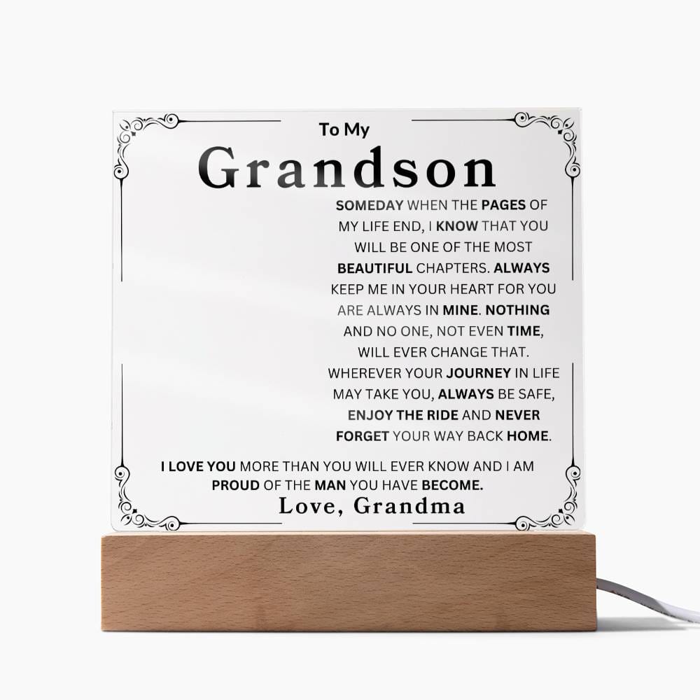 Personalized To My Grandson | Love Grandma Acrylic Square Plaque