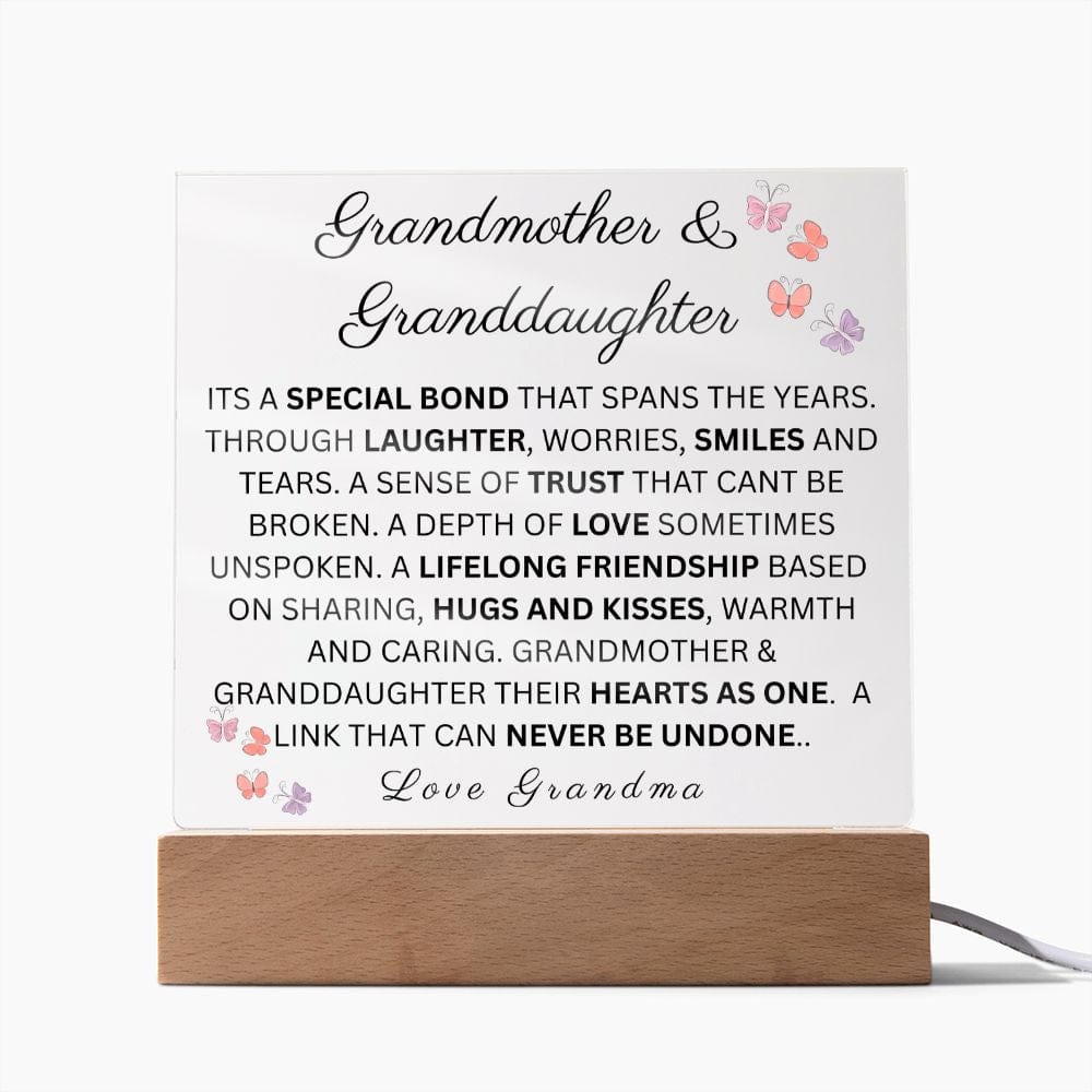 Grandmother & Granddaughter " It's a Special Bond"  Love Grandma | Acrylic Plaque Square