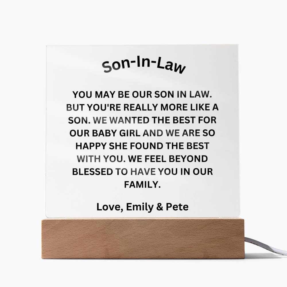 Personalized Son In Law Acrylic Plaque