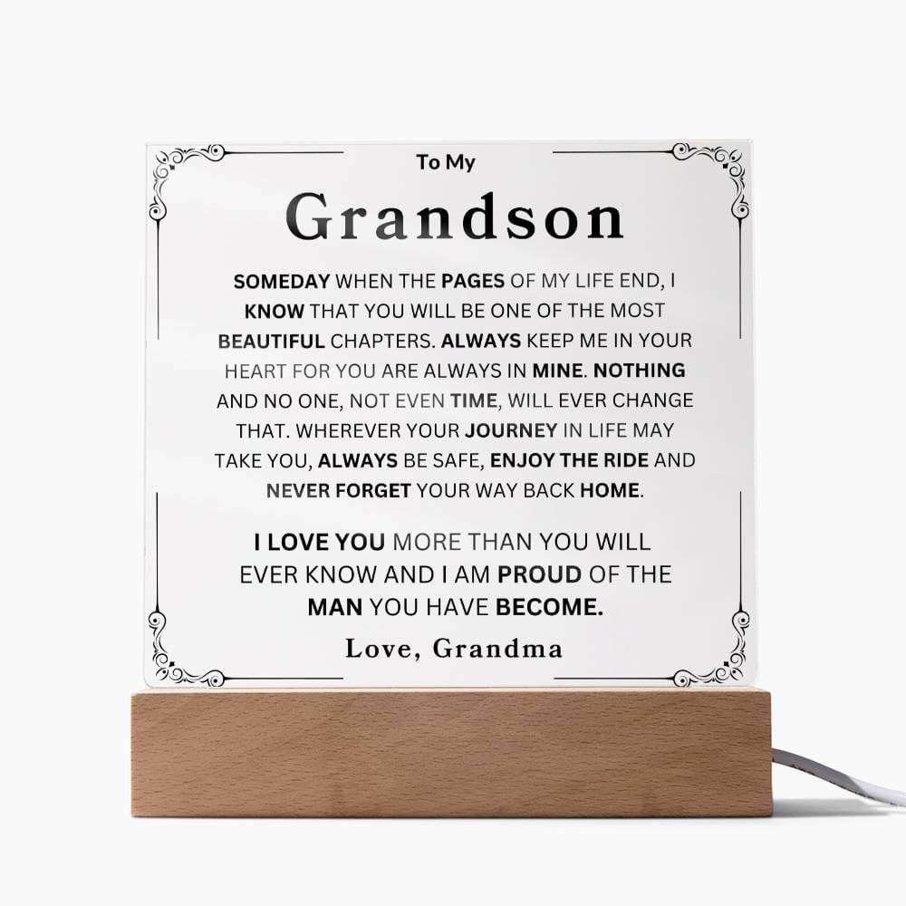 To My Grandson | Love Grandma Acrylic Square Plaque