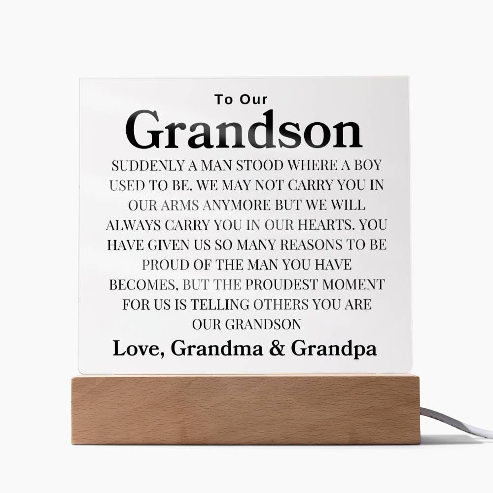 To Our Grandson | Love, Grandma & Grandpa | Acrylic Square Plaque