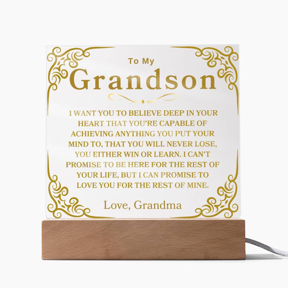 To My Grandson | Love, Grandma | Acrylic Square Plaque