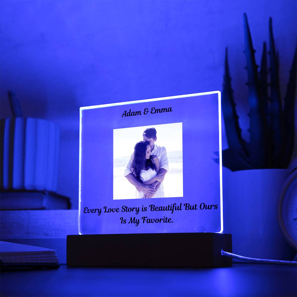 "Every Love Story Is Beautiful But Ours Is My Favorite"   Husband Acrylic Square Lamp