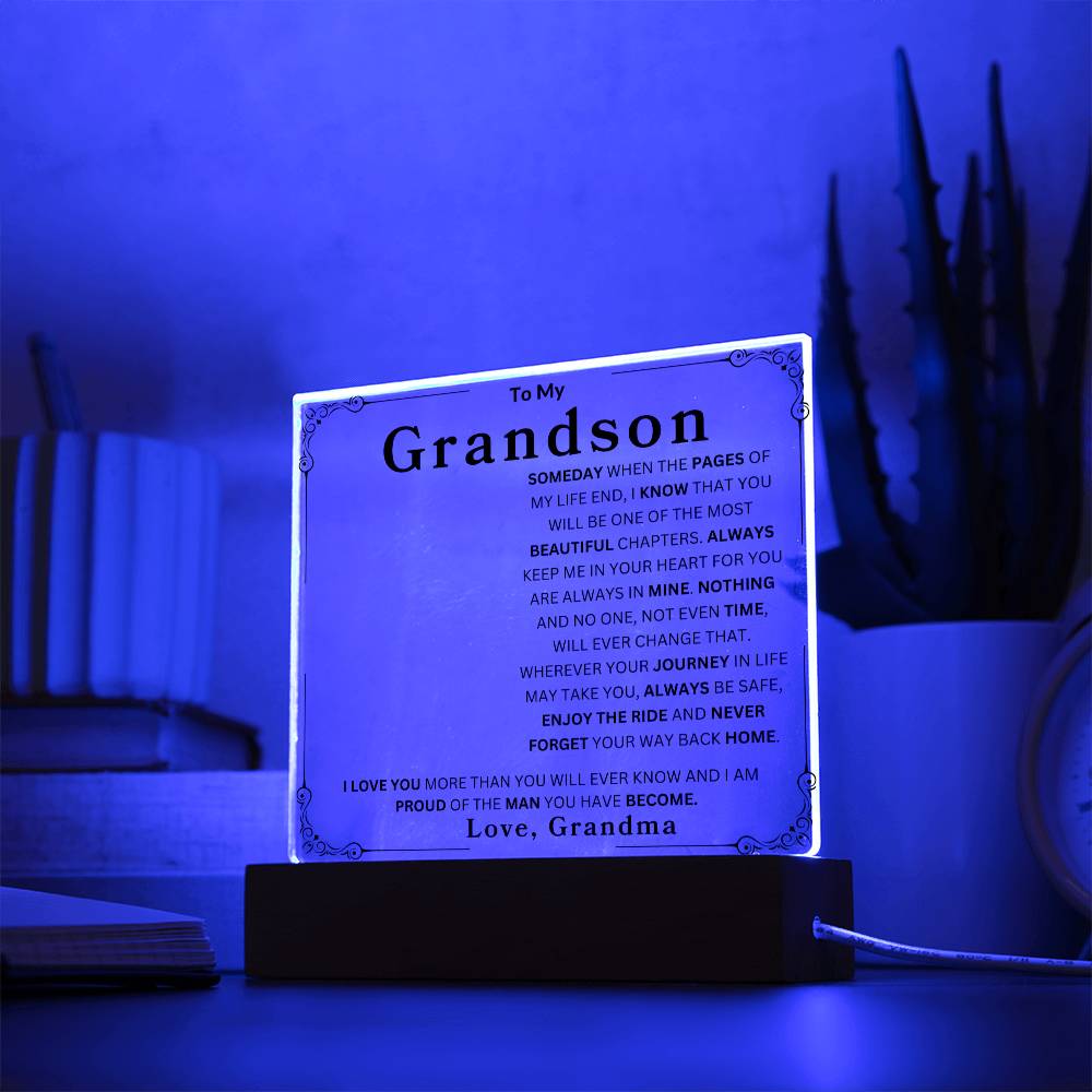 Personalized To My Grandson | Love Grandma Acrylic Square Plaque