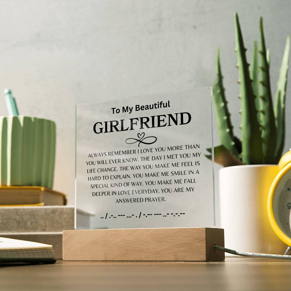 To My Beautiful Girlfriend Love, Your BoyfriendTo My Beautiful Girlfriend Love, Your Boyfriend Acrylic Plaque Square (GRANDDAUGHTER)