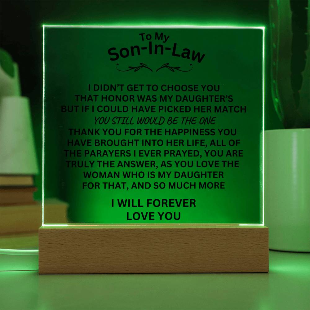 To My Son-In-Law Acrylic Square Plaque