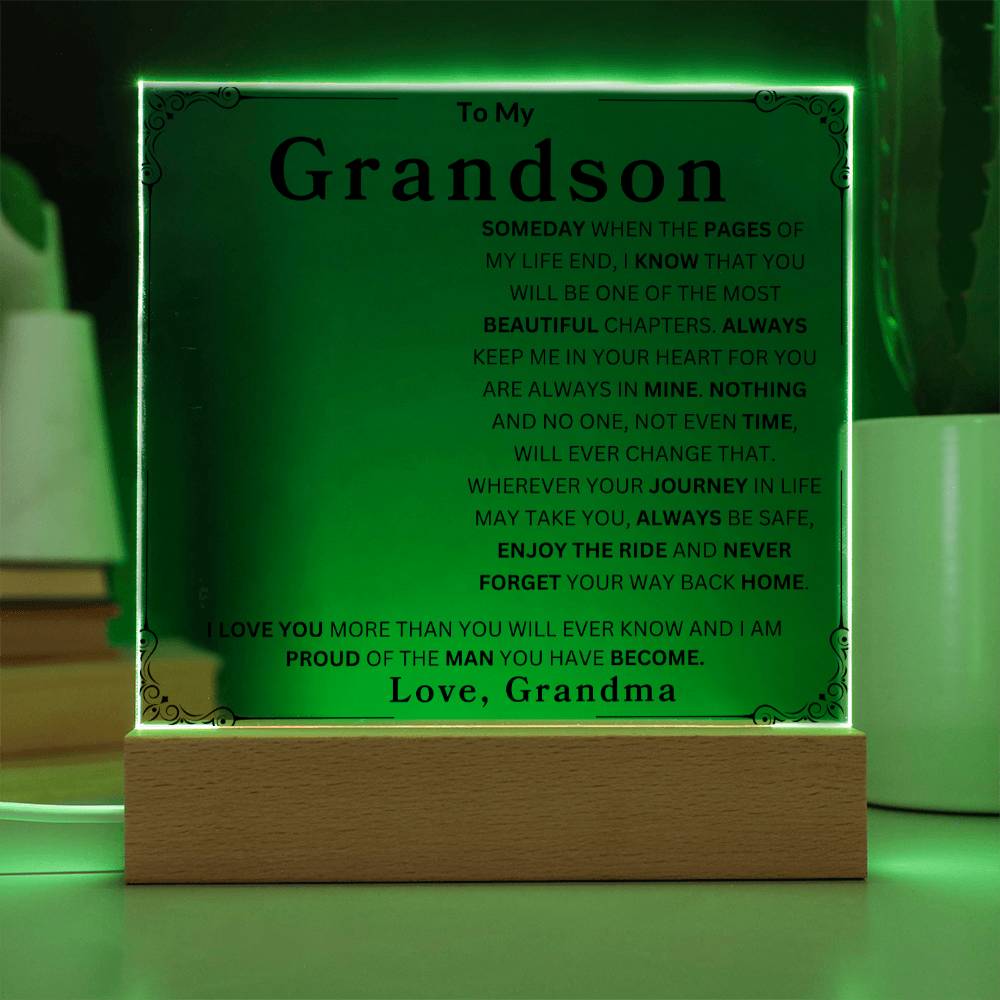 Personalized To My Grandson | Love Grandma Acrylic Square Plaque