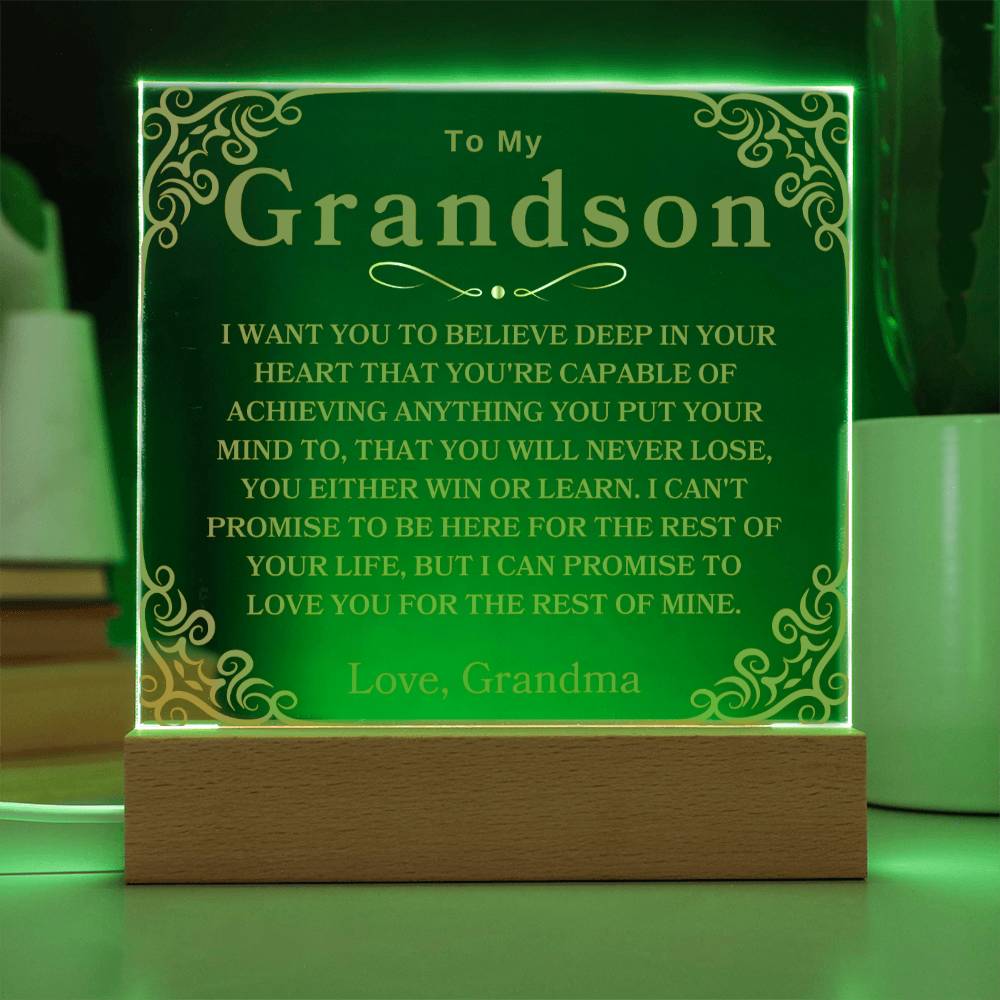 To My Grandson | Love, Grandma | Acrylic Square Plaque