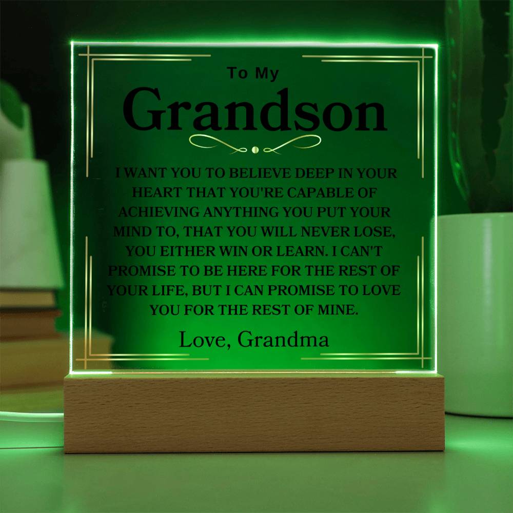 To My Grandson | Love Grandma Acrylic Square Plaque