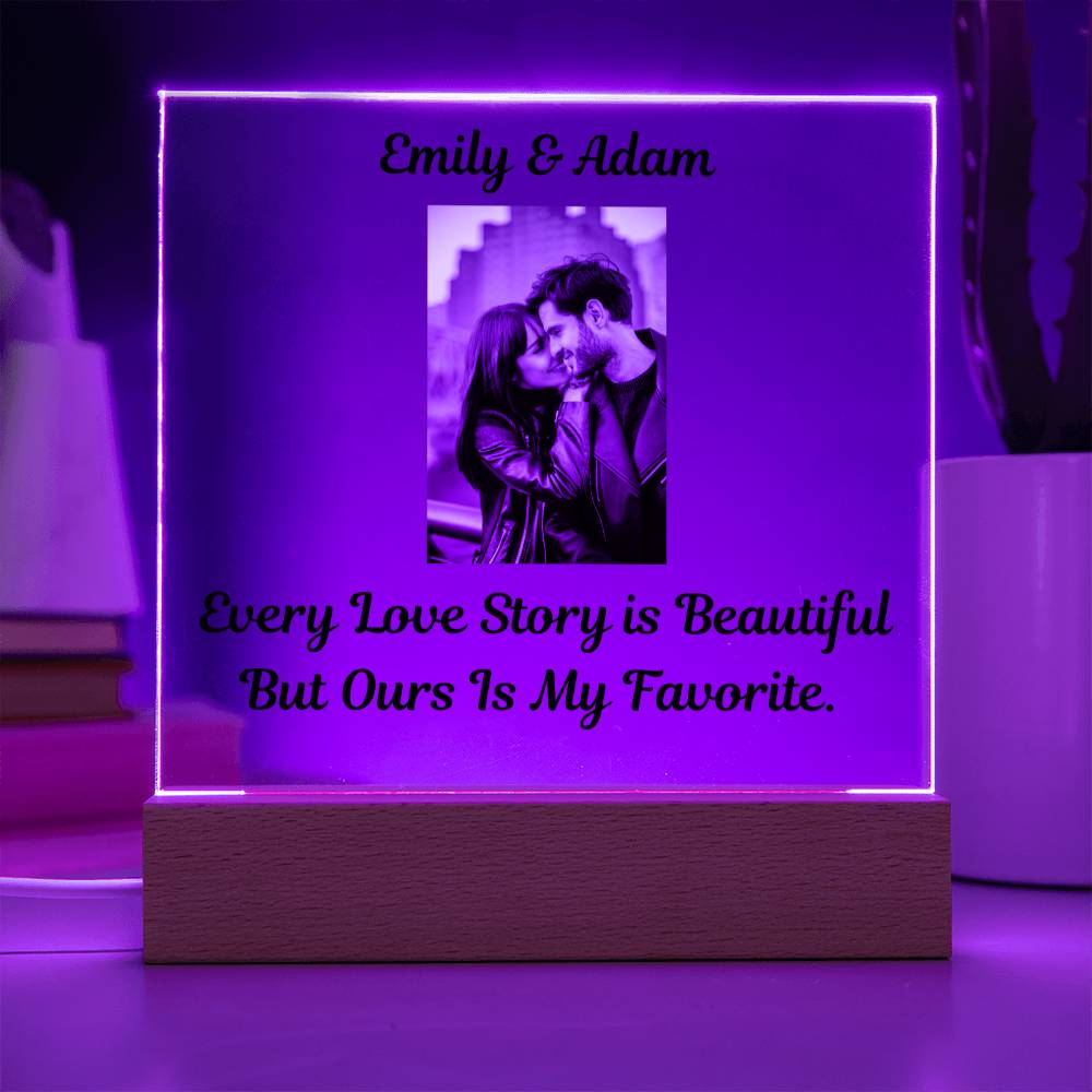 "Every Love Story Is Beautiful But Ours Is My Favorite"   Husband Acrylic Square Lamp