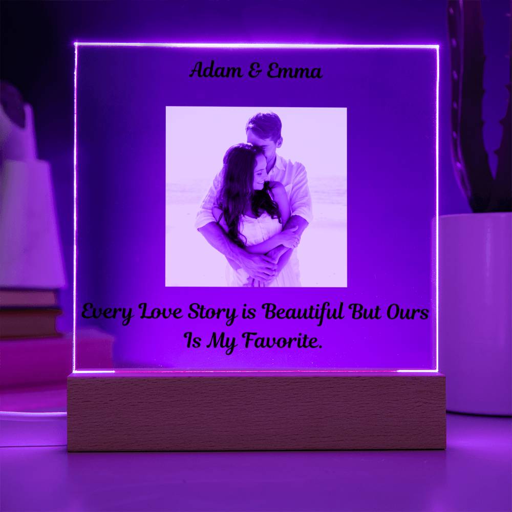 "Every Love Story Is Beautiful But Ours Is My Favorite"   Husband Acrylic Square Lamp