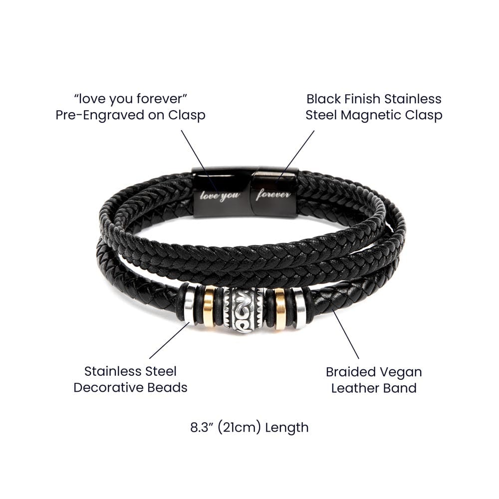 To My Son "Never Forget That I Love You" Love Mom | Love You Forever Men's Bracelet