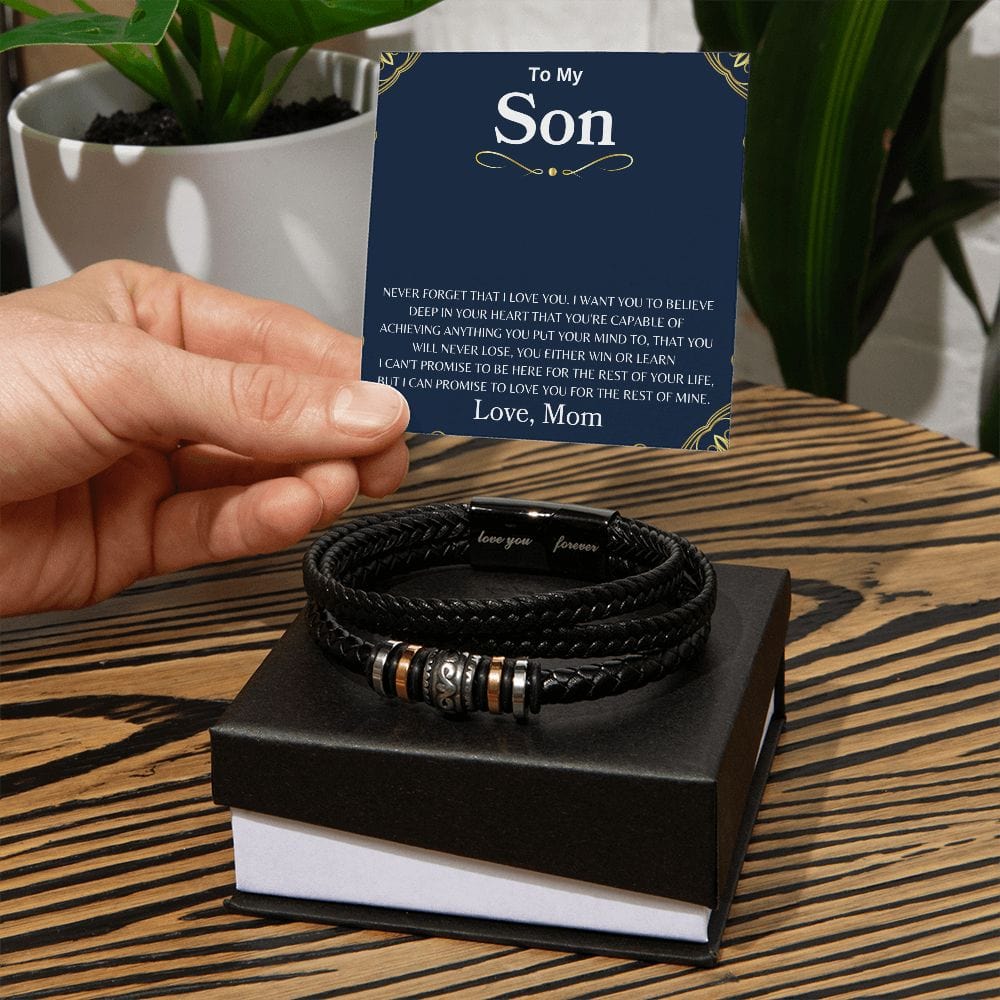 To My Son "Never Forget That I Love You" Love Mom | Love You Forever Men's Bracelet