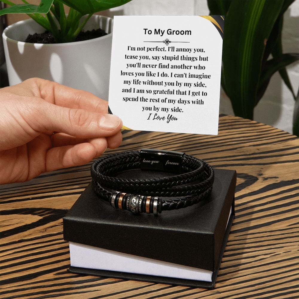 To My Groom Gift From Bride | Love You Forever Men's Bracelet