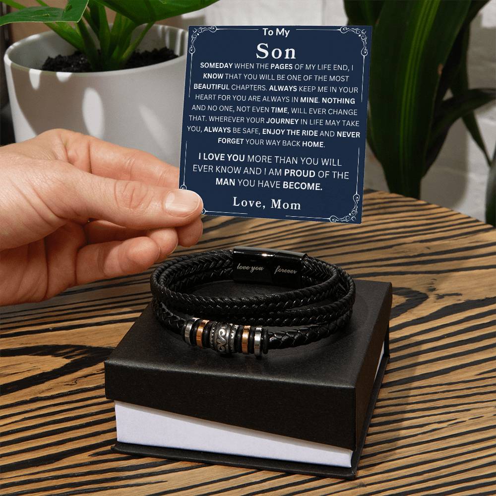 To My Son " Someday When The Pages Of My Life End" Love, Mom | Love You Forever Men's Bracelet