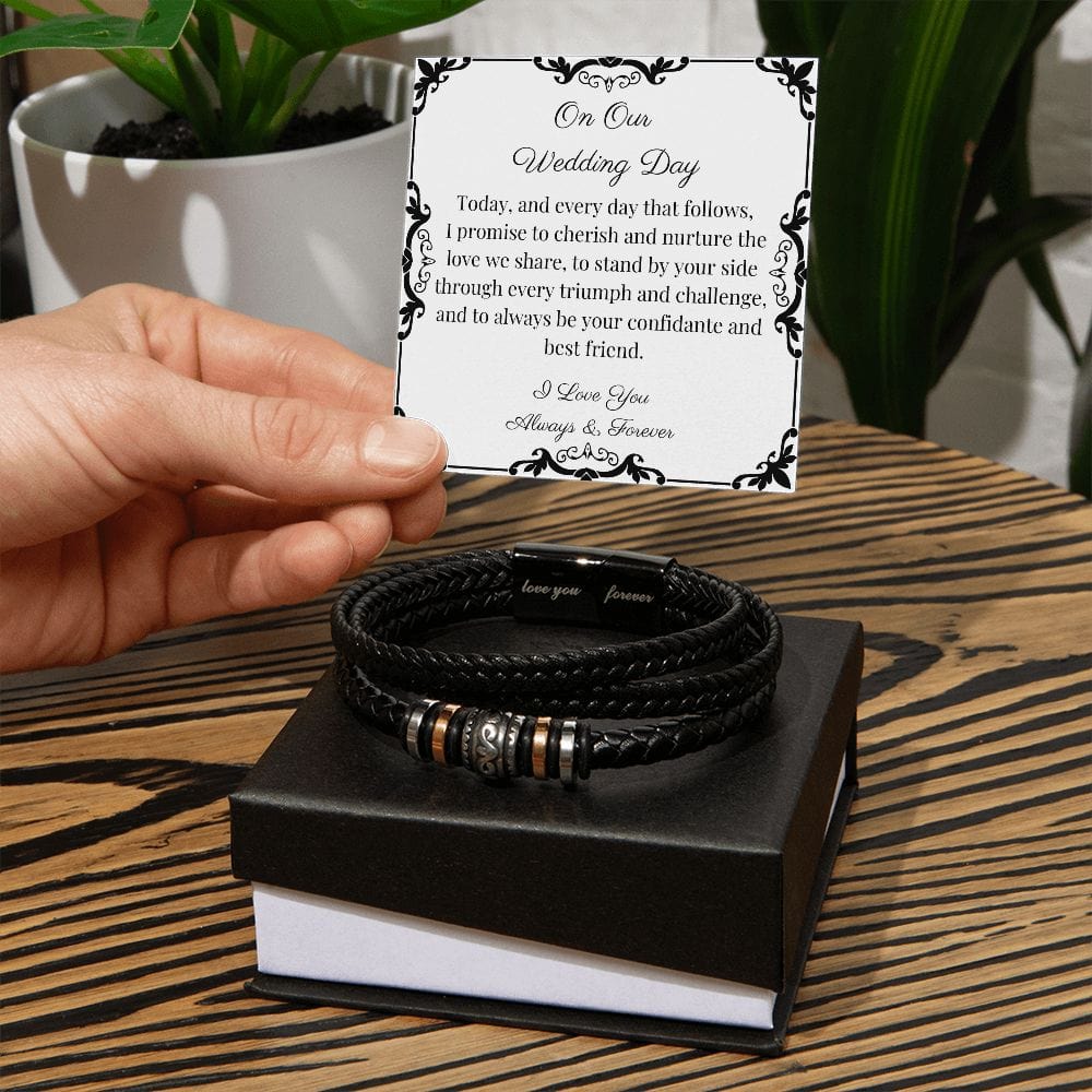 To My Groom On Our Wedding Day Love You Forever Men's Bracelet