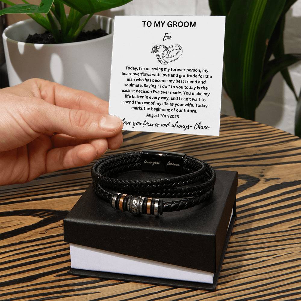 Groom Personalized Watch Love You Forever Men's Bracelet