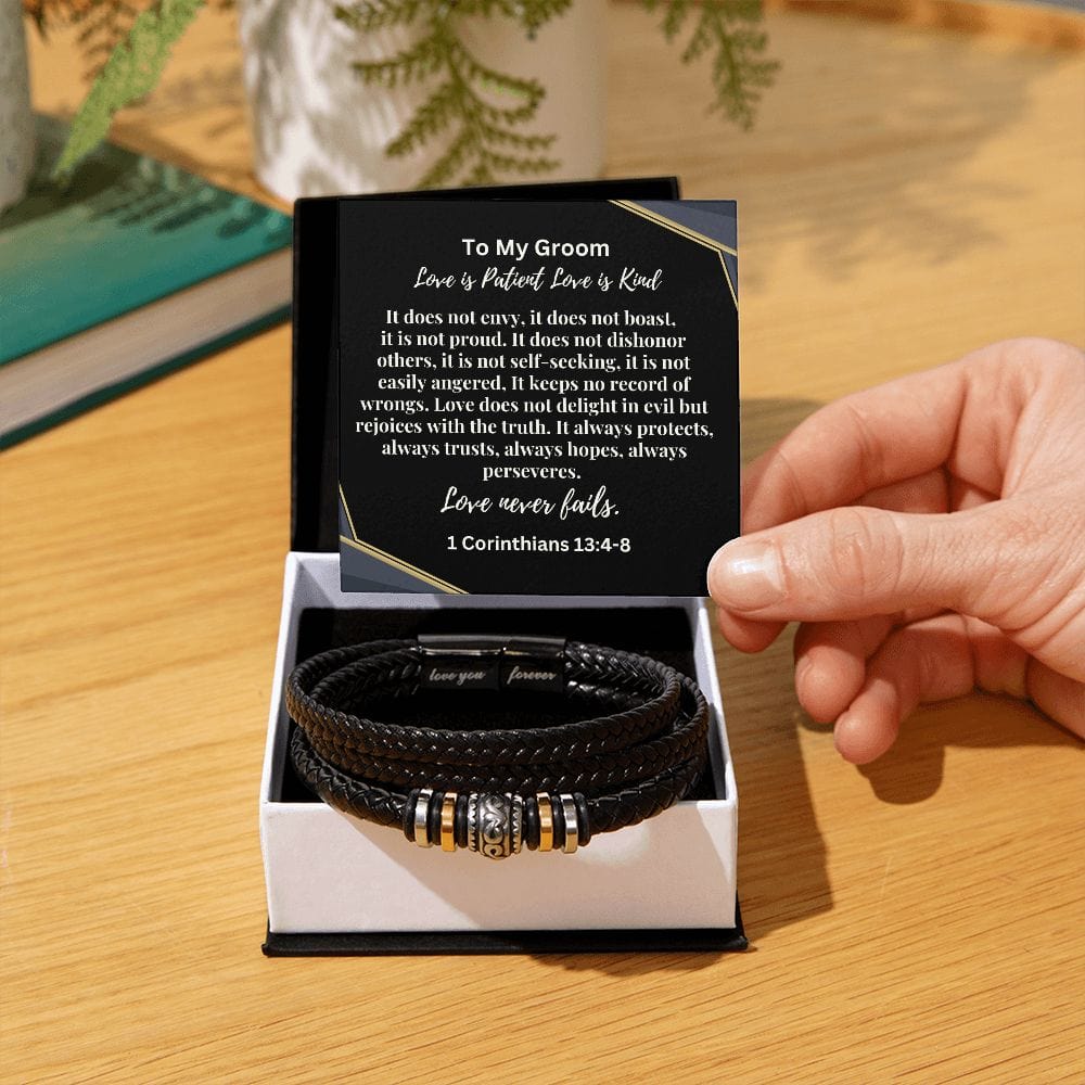 Gift for Groom 1 Corinthians 13:4-8 | Love You Forever Bracelet