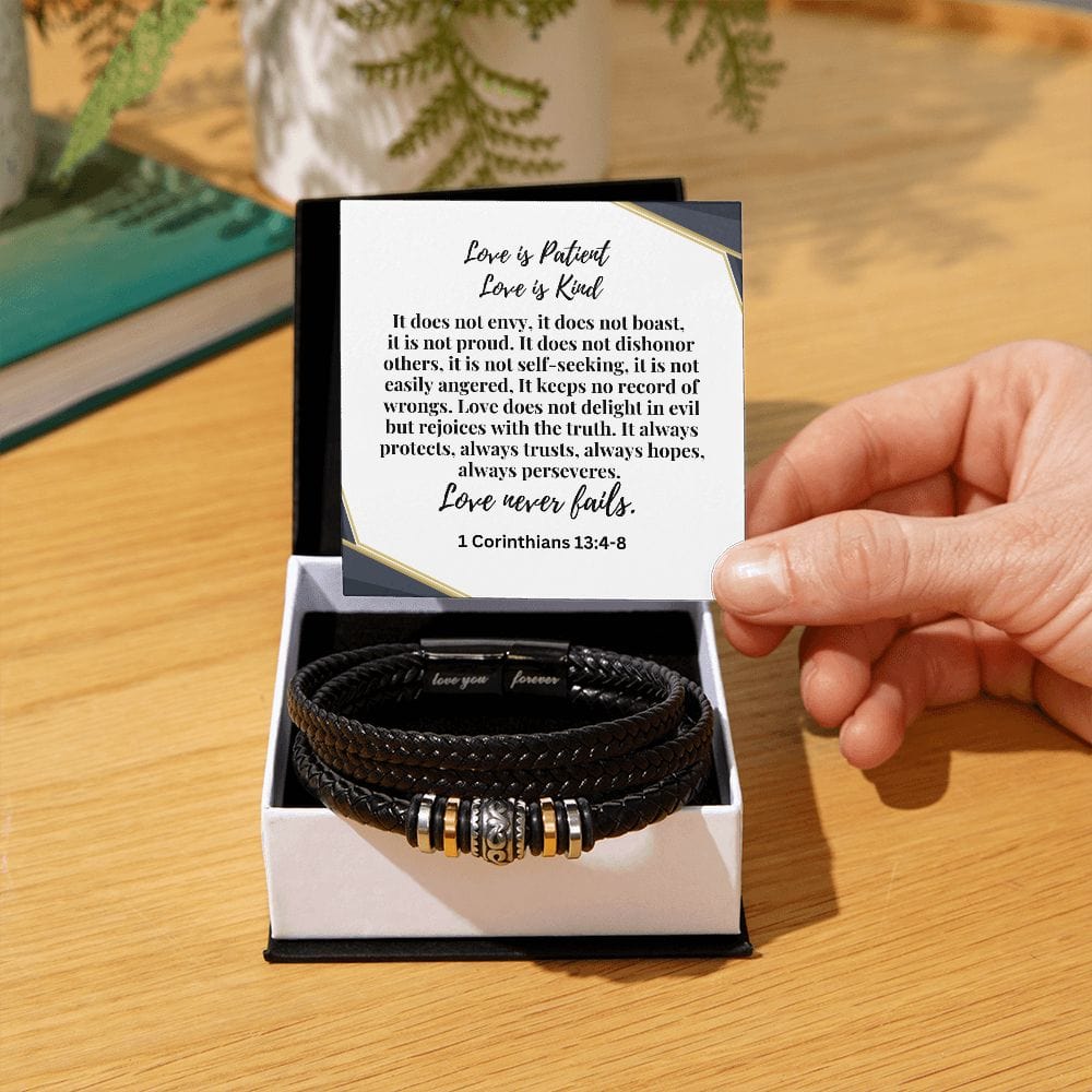 Gift For Groom | 1 Corinthians 13:4-8 |  Love You Forever Men's Bracelet