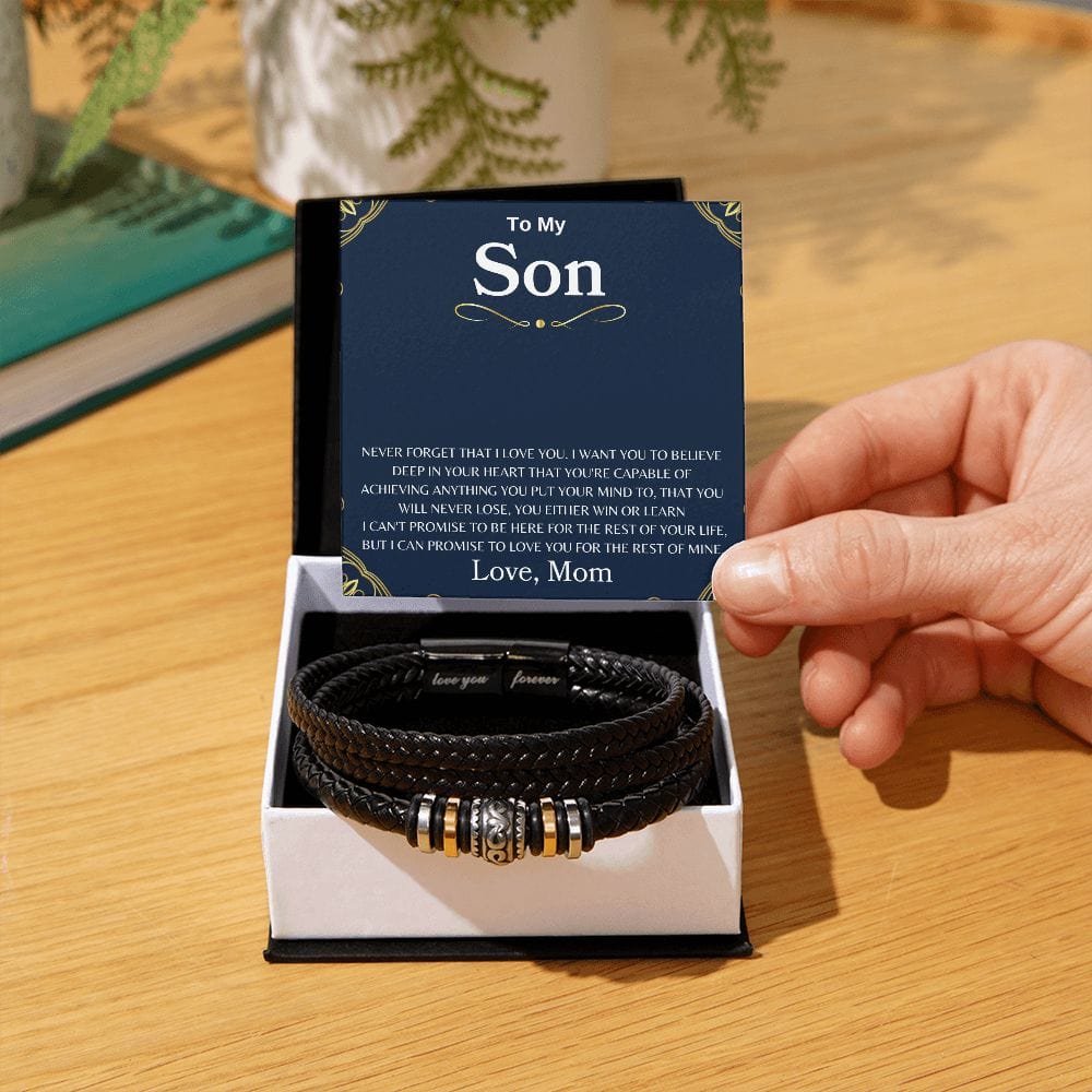 To My Son "Never Forget That I Love You" Love Mom | Love You Forever Men's Bracelet