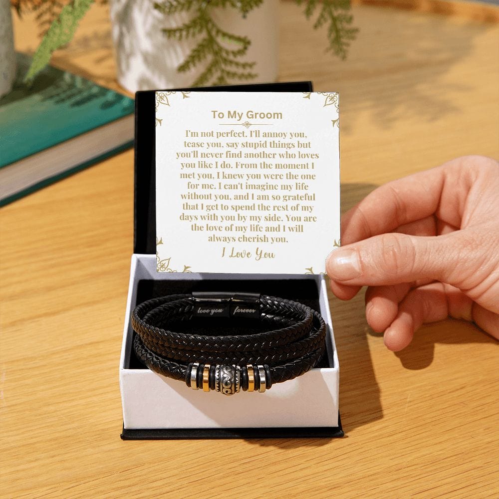 To My Groom Gift From Bride | Love You Forever Men's Bracelet