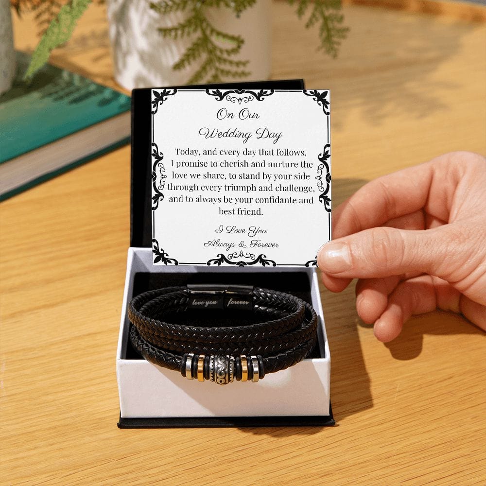 To My Groom On Our Wedding Day Love You Forever Men's Bracelet