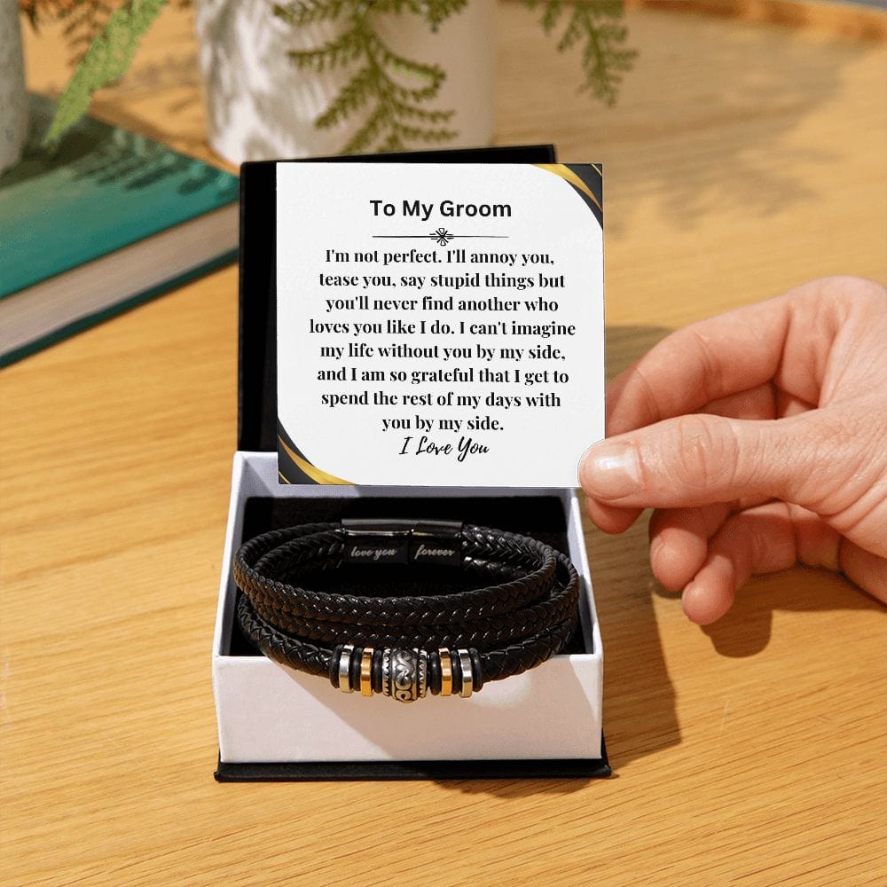 To My Groom Gift From Bride | Love You Forever Men's Bracelet