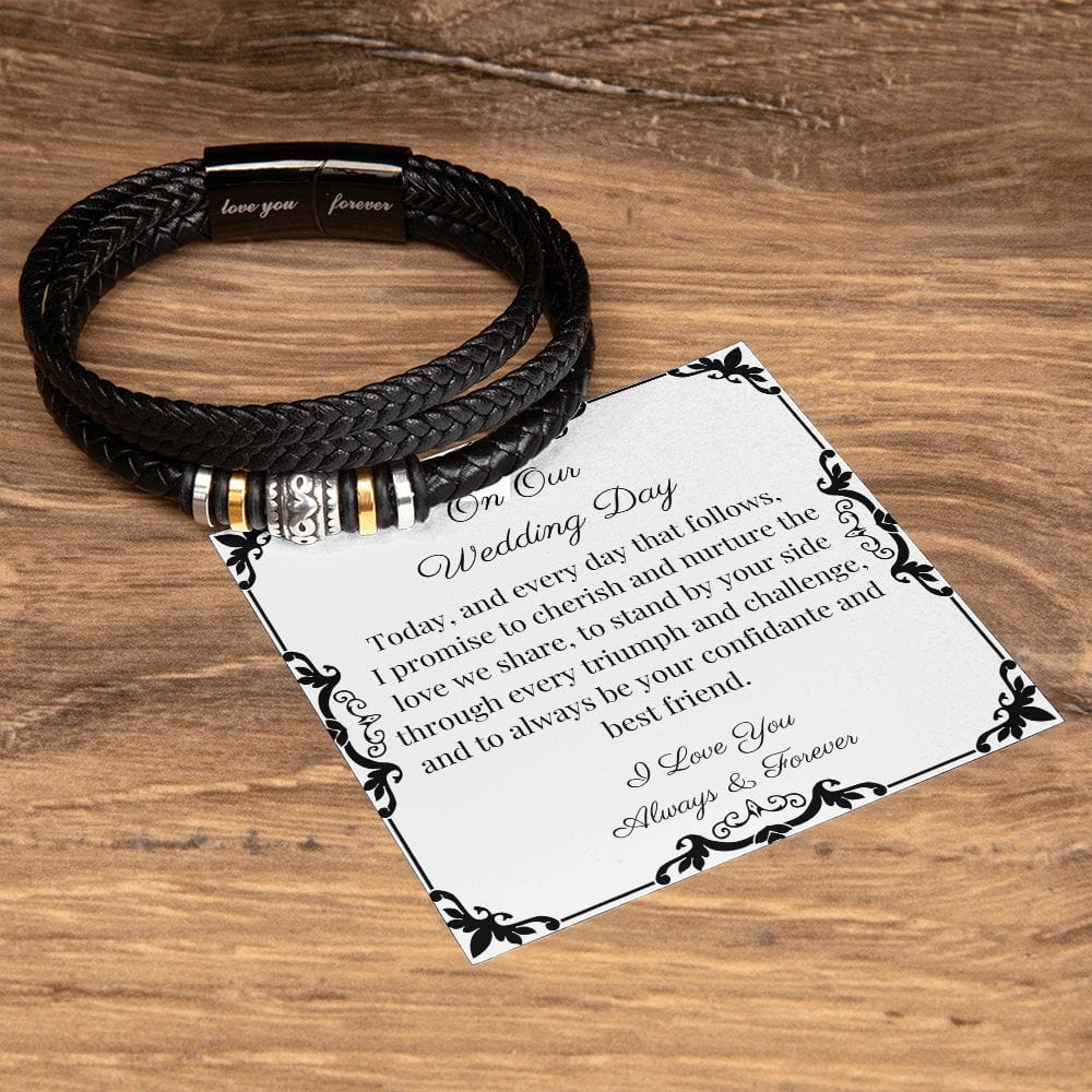 To My Groom On Our Wedding Day Love You Forever Men's Bracelet