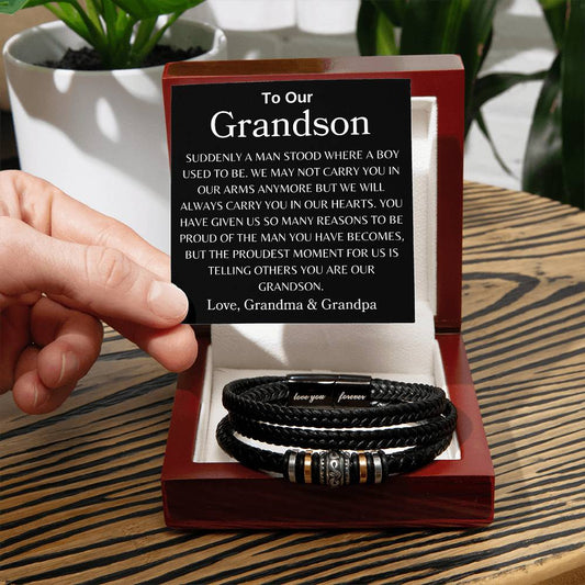 To Our Grandson | Love, Your Grandma & Grandpa | Love You Forever Bracelet