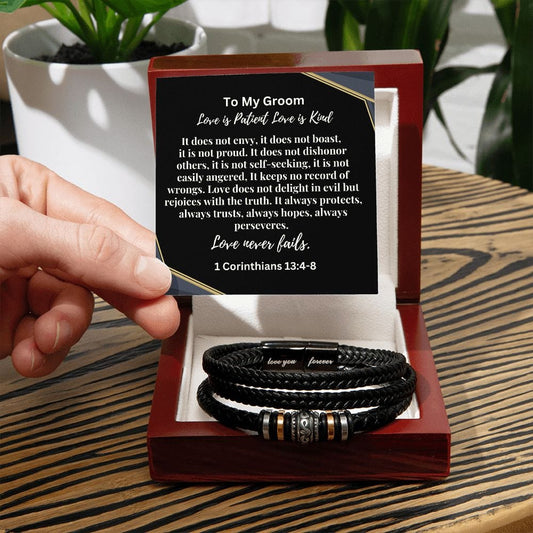 Gift for Groom 1 Corinthians 13:4-8 | Love You Forever Bracelet