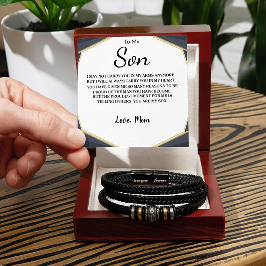 I May Not Carry You In My Arms Anymore" Love Mom | Love You Forever Men's Bracelet