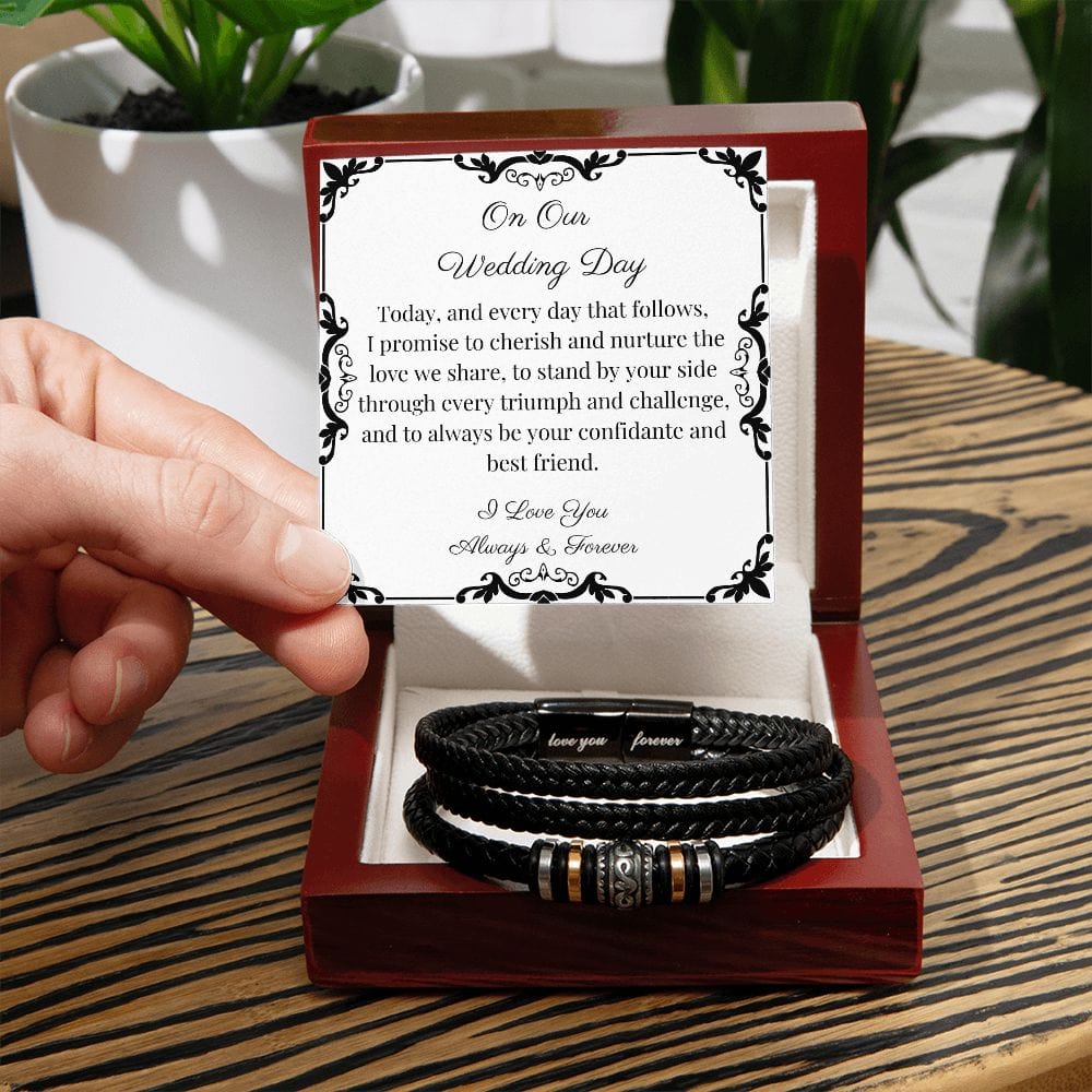 To My Groom On Our Wedding Day Love You Forever Men's Bracelet