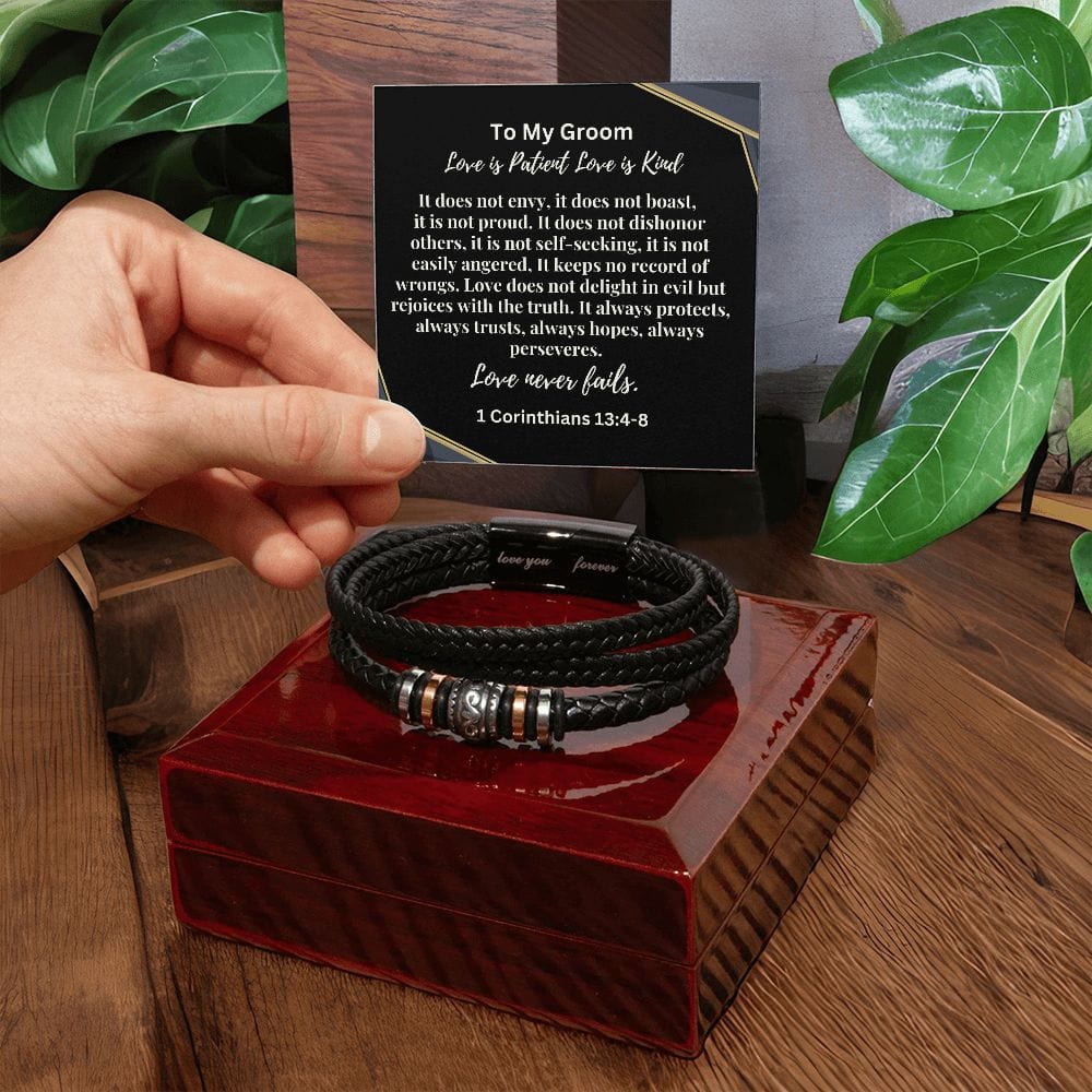 Gift for Groom 1 Corinthians 13:4-8 | Love You Forever Bracelet