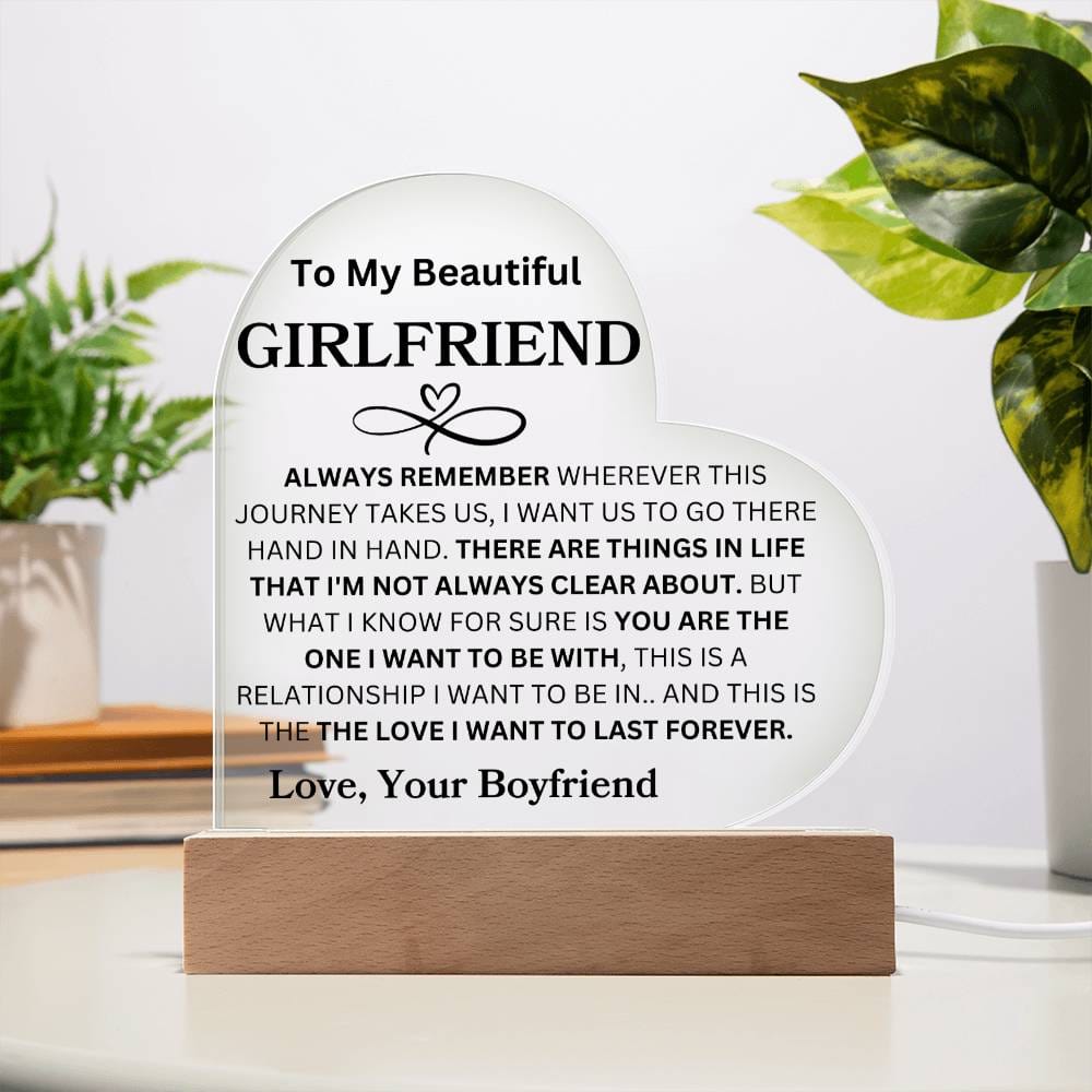 To My Girlfriend Love, Your Boyfriend |  Acrylic Heart with Base