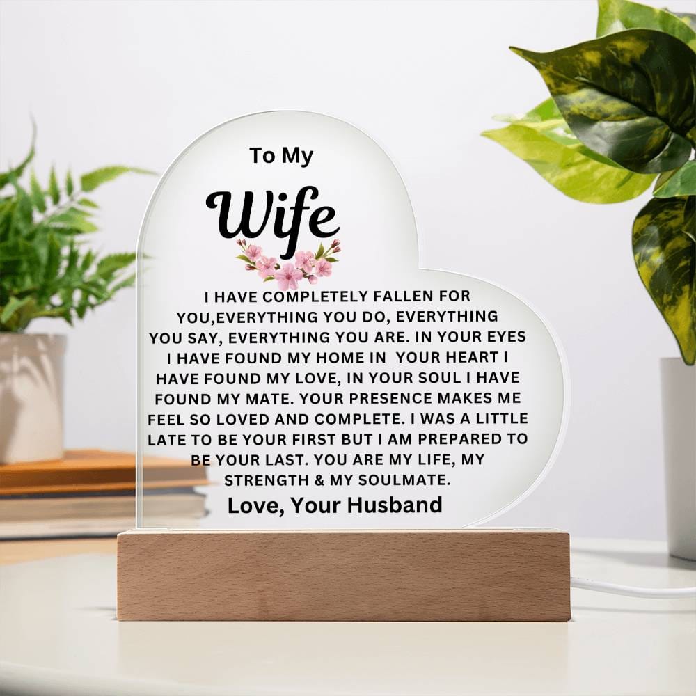 To My Wife | Love, Your Husband | Acrylic Heart with Base