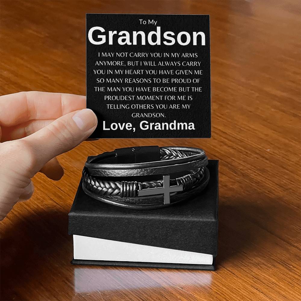 To My Grandson Love, Grandma | Men's Cross Bracelet