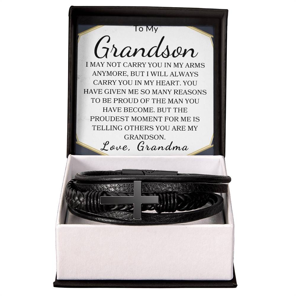 To My Grandson Love, Grandma | Men's Cross Bracelet