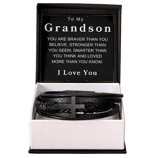 To My Grandson Love, Grandma | Men's Cross Bracelet