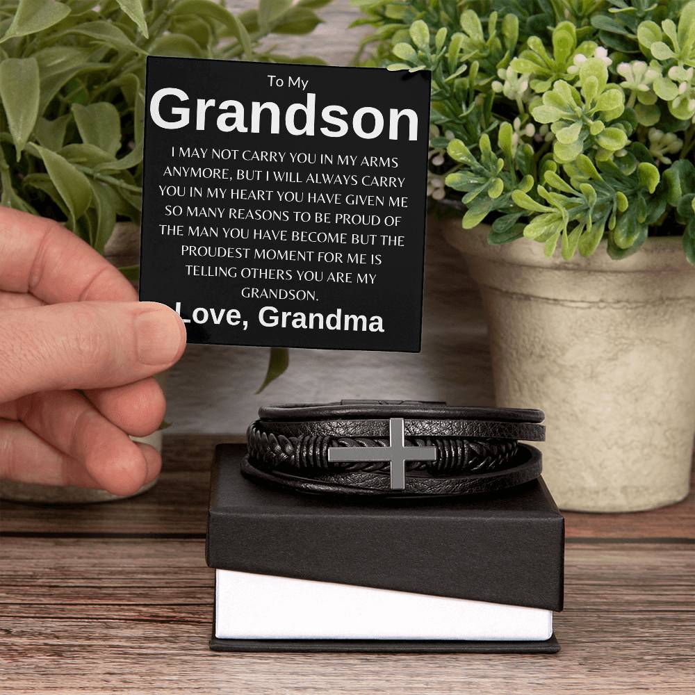 To My Grandson Love, Grandma | Men's Cross Bracelet