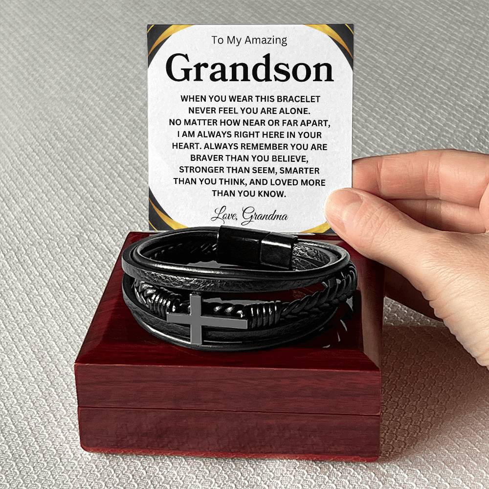 To My Amazing Son Love, Grandma | Men's Cross Bracelet