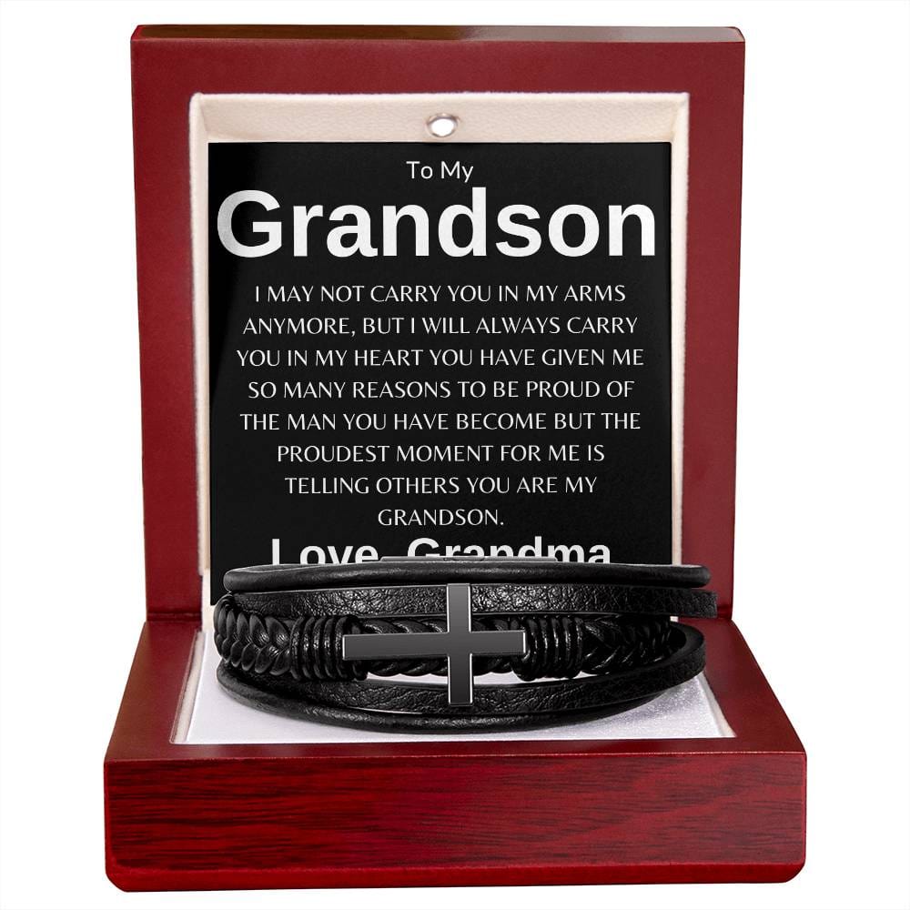 To My Grandson Love, Grandma | Men's Cross Bracelet