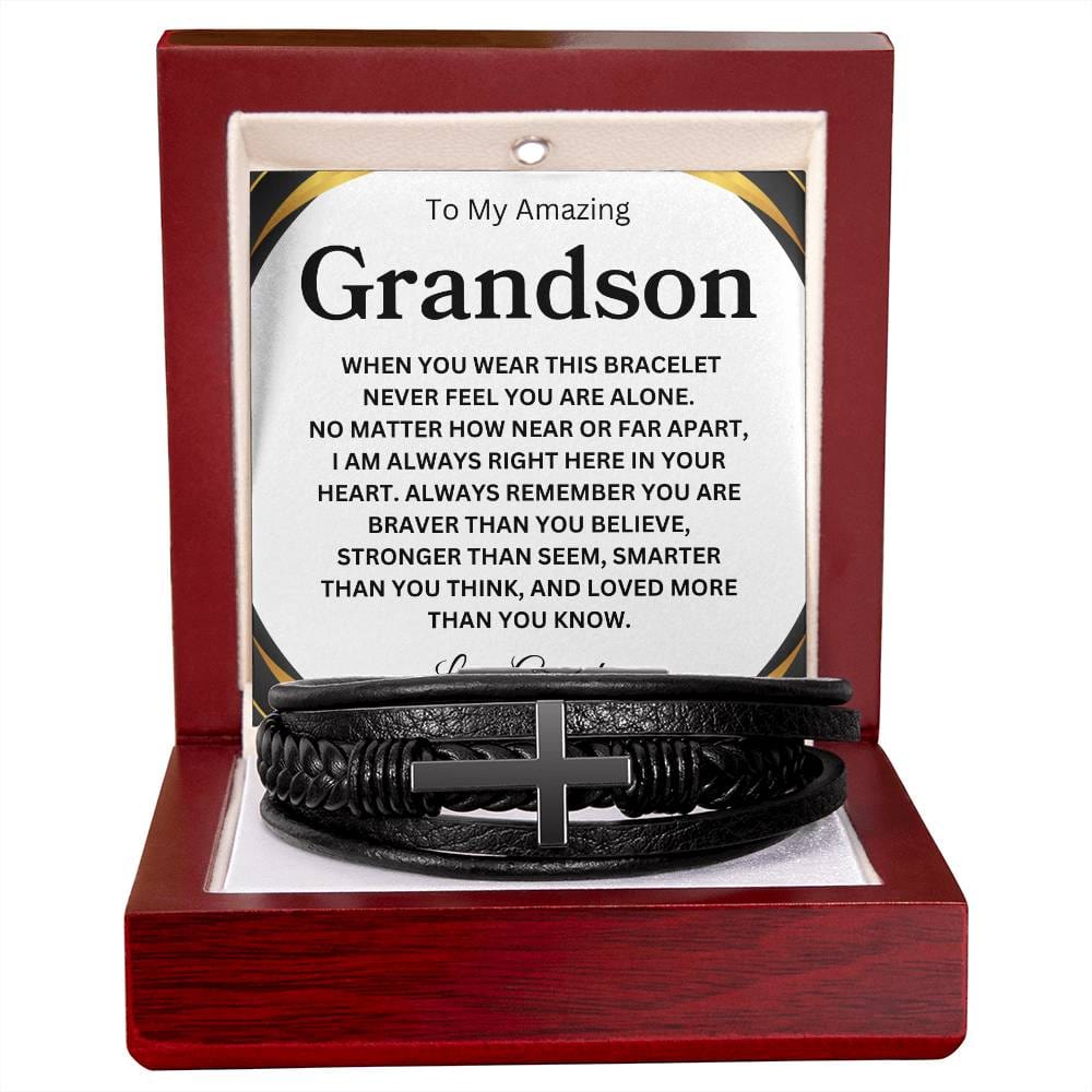 To My Amazing Son Love, Grandma | Men's Cross Bracelet
