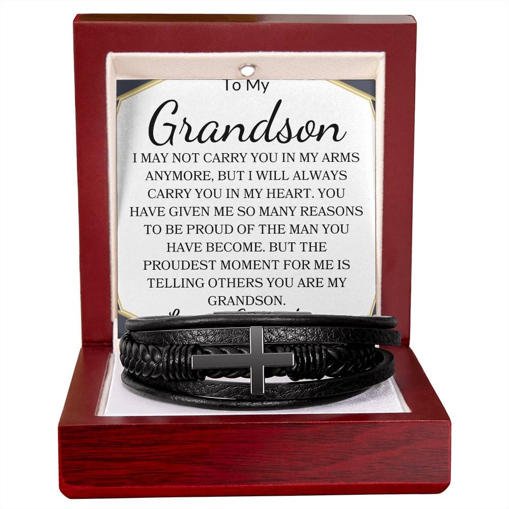 To My Grandson Love, Grandma | Men's Cross Bracelet