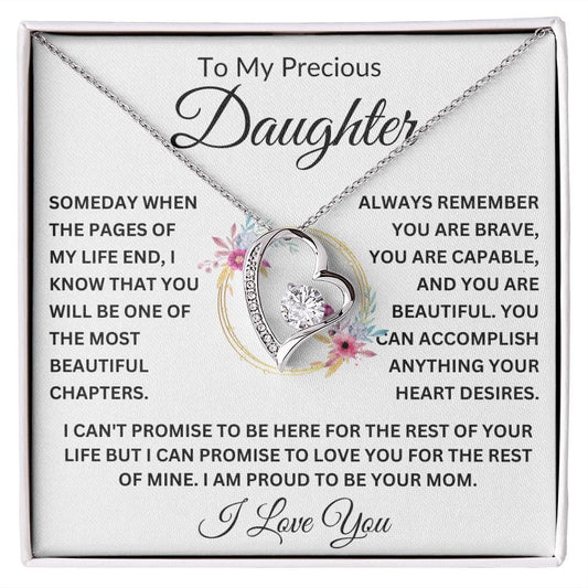 To My Beautiful Daughter " Always Keep Me In Your Heart " Love, Mom Forever Love Necklace