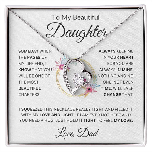 To My Beautiful Daughter Love Dad Forever Love Necklace