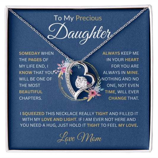 To My Precious Daughter " Always Keep Me In Your Heart " Love, Mom Forever Love Necklace