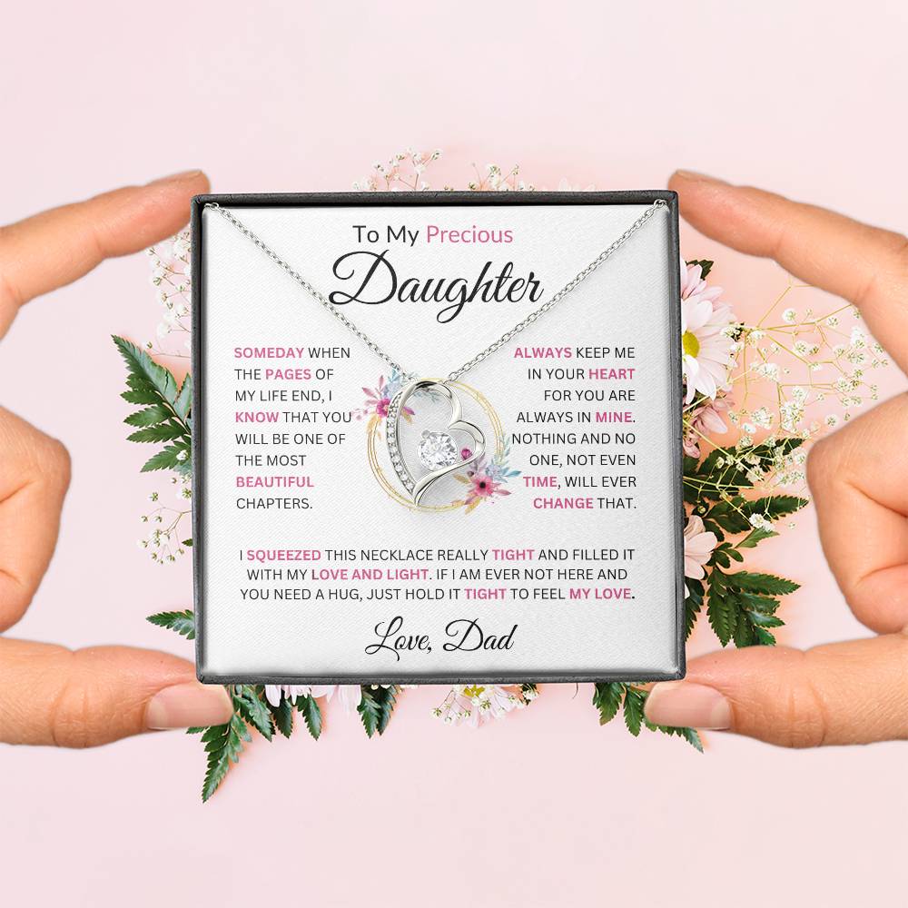 To My Precious Daughter " Someday When The Pages Of My Life End"  Love Dad | Forever Love Necklace