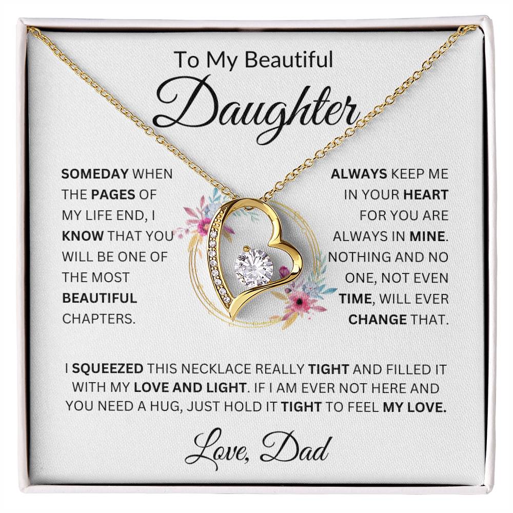 To My Beautiful Daughter Love Dad Forever Love Necklace